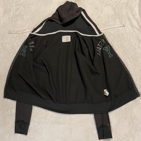Aeropostale Y2K Womens Hoodie Sweatshirt Grunge Full Zip NY Fleece Gray XL - Picture 4 of 12